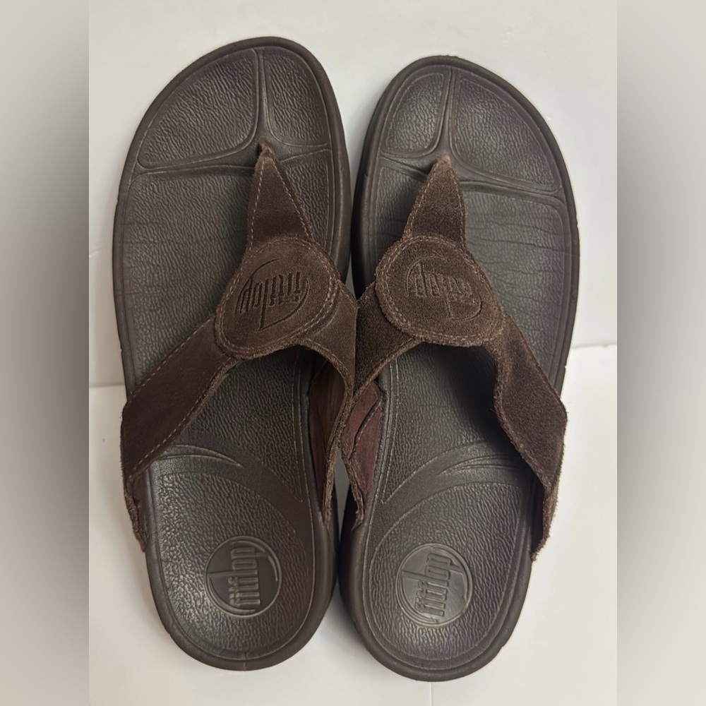Sz 9 FITFLOP WOMENS LEATHER SANDALS WEDGES BROWN SUEDE COLOR